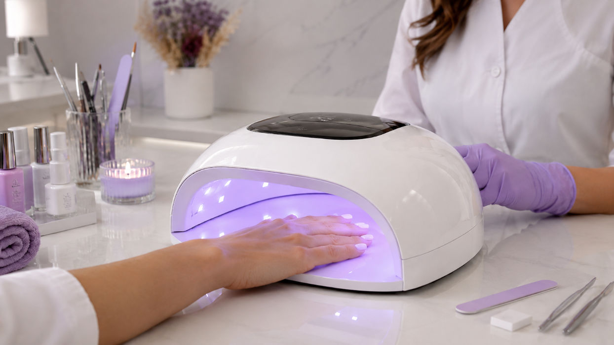 Catalisador LED UV profissional para unhas de gel em utilização